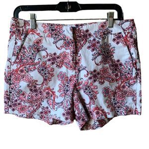 Kenzie  Paisley Shorty Shorts Size 6 Mid Rise Cotton Blend Chino Women’s